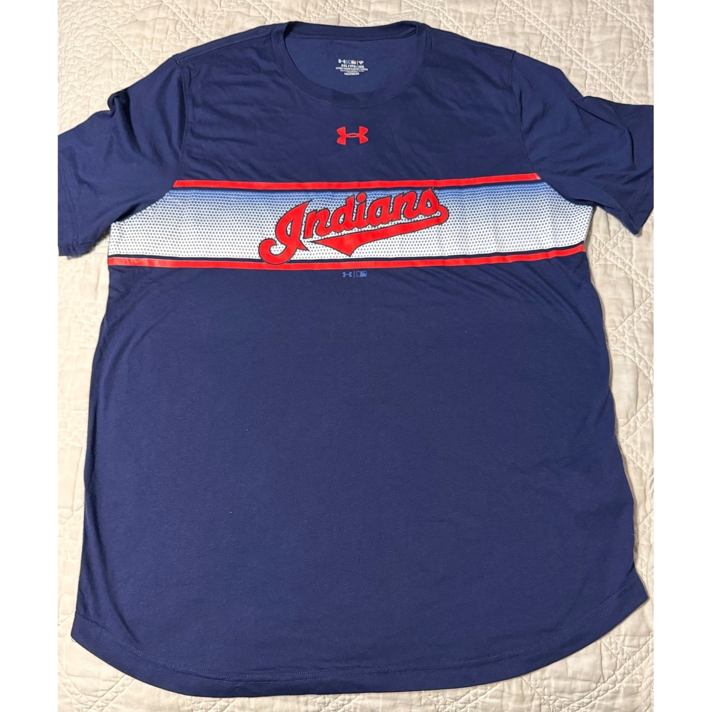 Under Armour Cleveland Indians MLB HeatGear Fitted navy blue men's 2XL